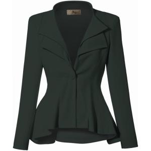 imageHybrid ampamp Company Womens Casual Work Office Dressy Double Lapel Single Button Peplum Comfortable BlazerHuntergreendressy  Premium Weight