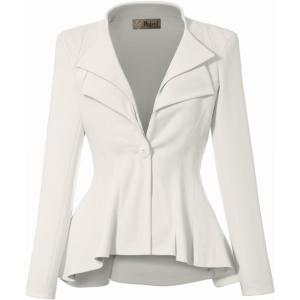 imageHybrid ampamp Company Womens Casual Work Office Dressy Double Lapel Single Button Peplum Comfortable BlazerIvorydressy  Premium Weight
