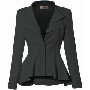 imageHybrid ampamp Company Womens Casual Work Office Dressy Double Lapel Single Button Peplum Comfortable BlazerJk43864gunmetal