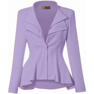 imageHybrid ampamp Company Womens Casual Work Office Dressy Double Lapel Single Button Peplum Comfortable BlazerLilac