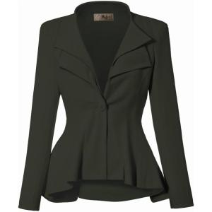 imageHybrid ampamp Company Womens Casual Work Office Dressy Double Lapel Single Button Peplum Comfortable BlazerOlivedressy  Premium Weight