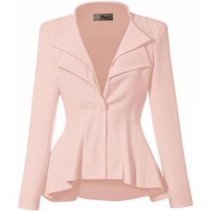 imageHybrid ampamp Company Womens Casual Work Office Dressy Double Lapel Single Button Peplum Comfortable BlazerPeachdressy  Premium Weight