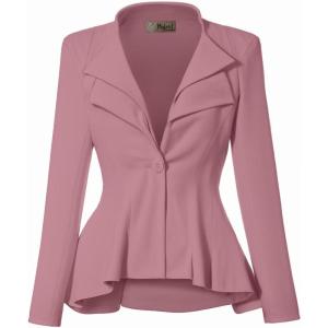 imageHybrid ampamp Company Womens Casual Work Office Dressy Double Lapel Single Button Peplum Comfortable BlazerRose