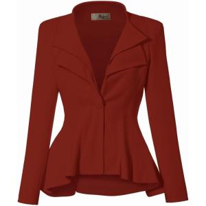 imageHybrid ampamp Company Womens Casual Work Office Dressy Double Lapel Single Button Peplum Comfortable BlazerRustCoppedressy  Premium Weight