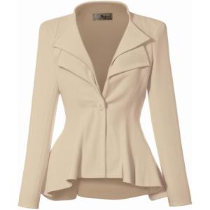 imageHybrid ampamp Company Womens Casual Work Office Dressy Double Lapel Single Button Peplum Comfortable BlazerStonedressy  Premium Weight