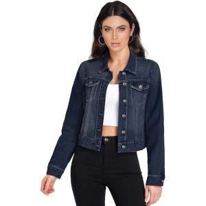 imageHybrid ampamp Company Womens Long Sleeve Denim Jackets Basic Button Down Jean Jacket with PocketsJk22887rinse Wash