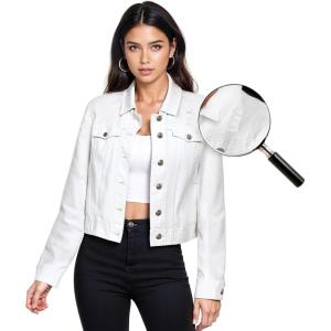 imageHybrid ampamp Company Womens Long Sleeve Denim Jackets Basic Button Down Jean Jacket with PocketsJk37350white