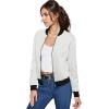 imageHybrid ampamp Company Womens Fashion Color Casual Office Comfy Zip Up Bomber Jacket Made in USAPerforatedivory