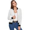 imageHybrid ampamp Company Womens Fashion Color Casual Office Comfy Zip Up Bomber Jacket Made in USAPerforatedivory