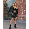 imageOlivia Miller Womens Faux Leather Zip Up Moto Biker JacketBlack