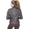 imageOlivia Miller Womens Faux Leather Zip Up Moto Biker JacketGrey