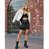 imageOlivia Miller Womens Faux Leather Zip Up Moto Biker JacketIvory