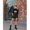imageOlivia Miller Womens Faux Leather Zip Up Moto Biker JacketNavy