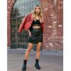 imageOlivia Miller Womens Faux Leather Zip Up Moto Biker JacketRed