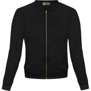 imageHybrid ampamp Company Womens Fashion Color Casual Office Comfy Zip Up Bomber Jacket Made in USA1139black