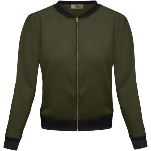 imageHybrid ampamp Company Womens Fashion Color Casual Office Comfy Zip Up Bomber Jacket Made in USA1139olive