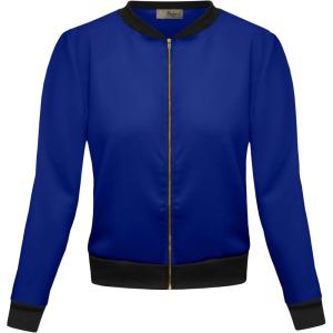 imageHybrid ampamp Company Womens Fashion Color Casual Office Comfy Zip Up Bomber Jacket Made in USA1139royal
