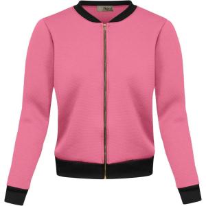 imageHybrid ampamp Company Womens Fashion Color Casual Office Comfy Zip Up Bomber Jacket Made in USA8750coral