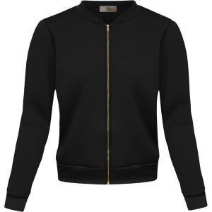 imageHybrid ampamp Company Womens Fashion Color Casual Office Comfy Zip Up Bomber Jacket Made in USAPerforatedblack