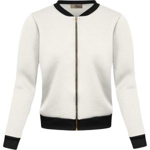 imageHybrid ampamp Company Womens Fashion Color Casual Office Comfy Zip Up Bomber Jacket Made in USAPerforatedivory
