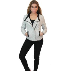 imageOlivia Miller Womens Faux Leather Zip Up Moto Biker JacketOffwhite