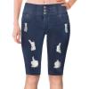 imageHybrid ampamp Company and Comapny Womens Perfectly Shaping Hyper Stretch Bermuda Shorts CapriDestructedbermudamedblu