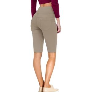 imageHybrid ampamp Company and Comapny Womens Perfectly Shaping Hyper Stretch Bermuda Shorts CapriBermudakhaki