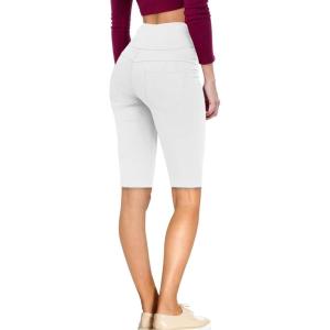 imageHybrid ampamp Company and Comapny Womens Perfectly Shaping Hyper Stretch Bermuda Shorts CapriBermudawhite