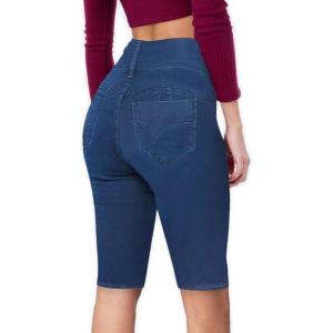 imageHybrid ampamp Company and Comapny Womens Perfectly Shaping Hyper Stretch Bermuda Shorts CapriDestructedbermudamedblu