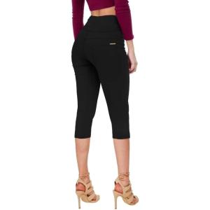 imageHybrid ampamp Company and Comapny Womens Perfectly Shaping Hyper Stretch Bermuda Shorts CapriDestructedcapriblack