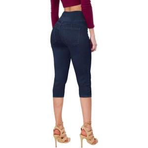 imageHybrid ampamp Company and Comapny Womens Perfectly Shaping Hyper Stretch Bermuda Shorts CapriDestructedcapridwash