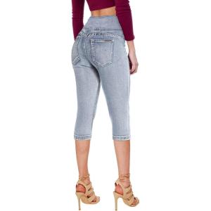 imageHybrid ampamp Company and Comapny Womens Perfectly Shaping Hyper Stretch Bermuda Shorts CapriDestructedcaprilwash