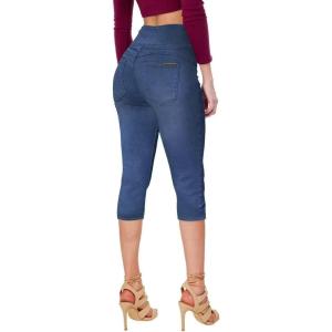 imageHybrid ampamp Company and Comapny Womens Perfectly Shaping Hyper Stretch Bermuda Shorts CapriDestructedcaprimedblu