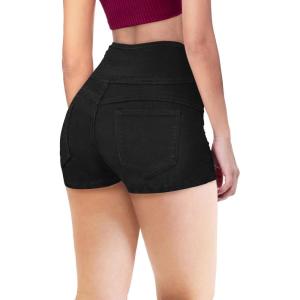 imageHybrid ampamp Company and Comapny Womens Perfectly Shaping Hyper Stretch Bermuda Shorts CapriDestructedshortblack