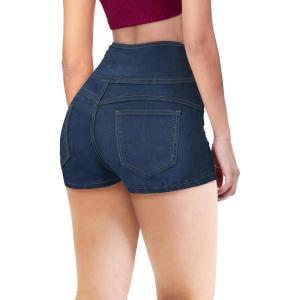 imageHybrid ampamp Company and Comapny Womens Perfectly Shaping Hyper Stretch Bermuda Shorts CapriDestructedshortmedblu