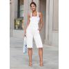 imageHybrid ampamp Company Womens Leisure Adjustable Straps Stretch Bermuda Denim jumpsuits OverallsBvj156998white