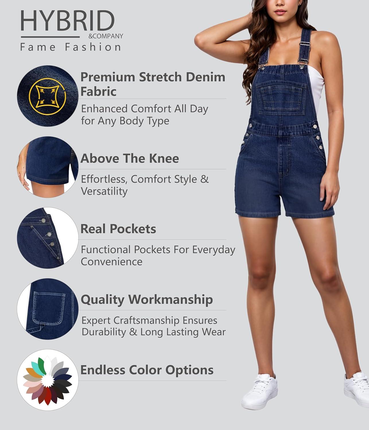 imageHybrid ampamp Company Women Denim Shorts Rompers Sleeveless Adjustable Strap Overalls Cross Back JumpsuitShv156998darkwash