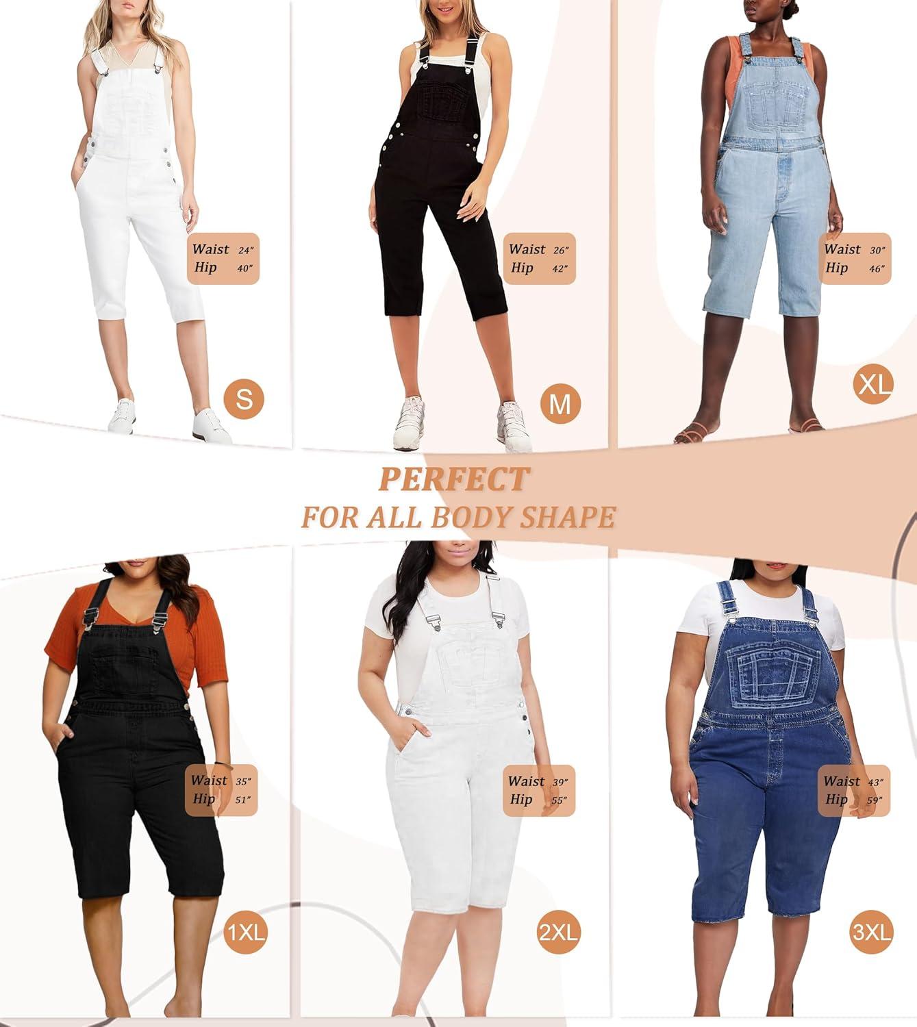 imageHybrid ampamp Company Womens Denim Bib Sleeveless Overalls Utility Rompers Capri Jumpsuit with PocketsQvj156998black