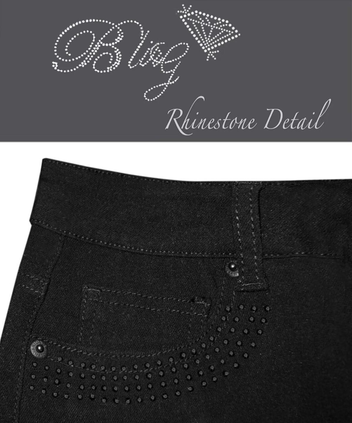 imageHybrid ampamp Company Womens Hyper Stretch Denim Capri JeansCapriblack Rhinestone
