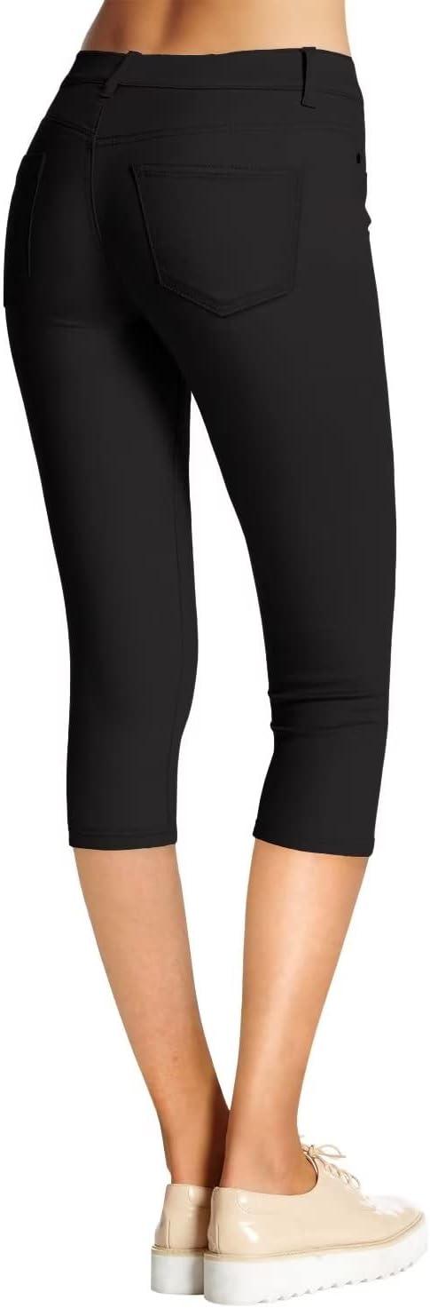 imageHybrid ampamp Company Womens Hyper Stretch Denim Capri JeansCapriblack Rhinestone