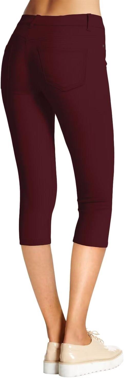 imageHybrid ampamp Company Womens Hyper Stretch Denim Capri JeansCapriburgundy
