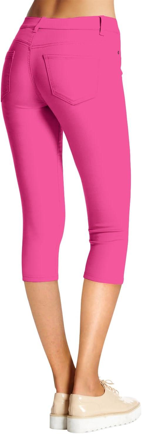 imageHybrid ampamp Company Womens Hyper Stretch Denim Capri JeansCaprineon Fuchsia