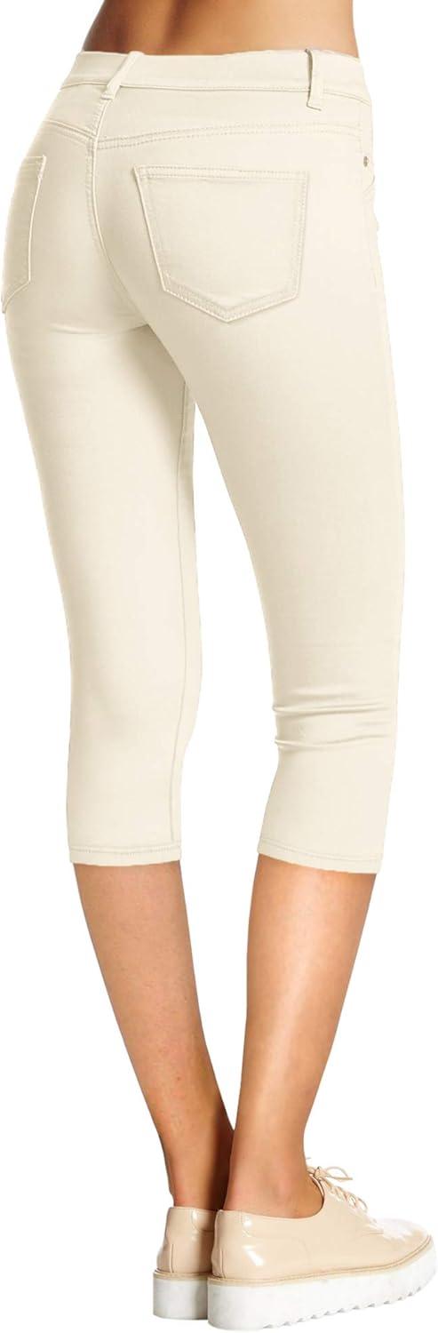 imageHybrid ampamp Company Womens Hyper Stretch Denim Capri JeansCaprioff White