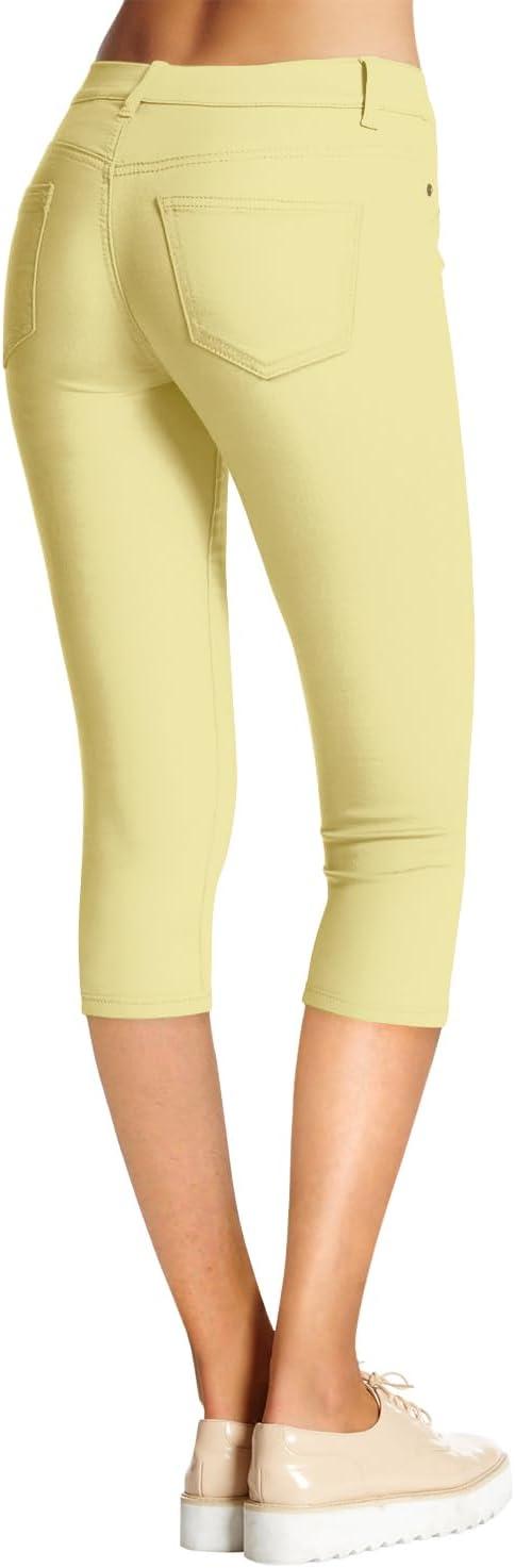 imageHybrid ampamp Company Womens Hyper Stretch Denim Capri JeansCapripastelyellow