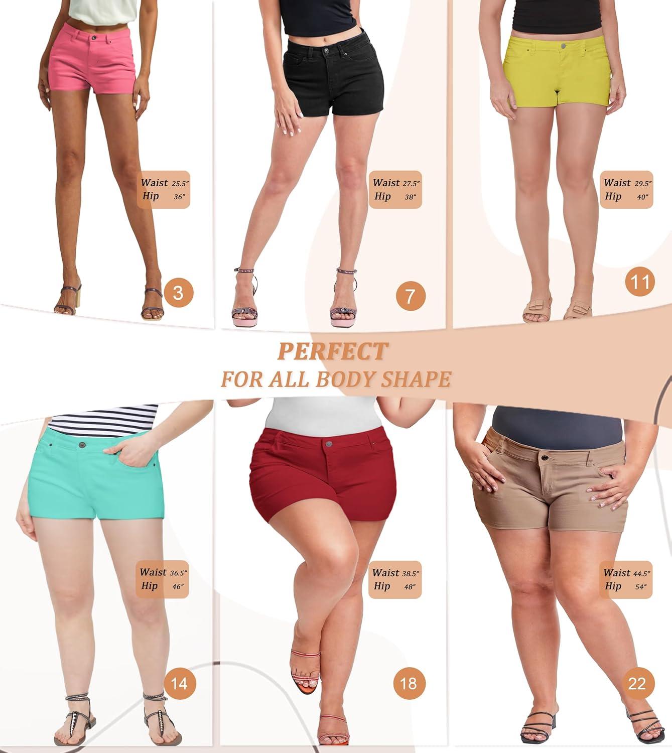 imageHybrid ampamp Company Womens Mid Rise Denim Stretchy Jean Shorts with PocketsShortindigo