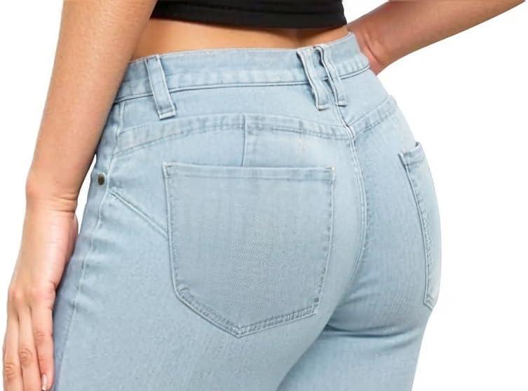 imageHybrid ampamp Company Womens Slim Fit Super Stretch Denim Capri ShortsDenim Light Wash