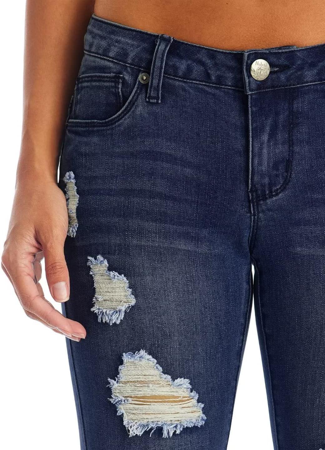 imageHybrid ampamp Company Womens Slim Fit Super Stretch Denim Capri ShortsRippeddarkwash