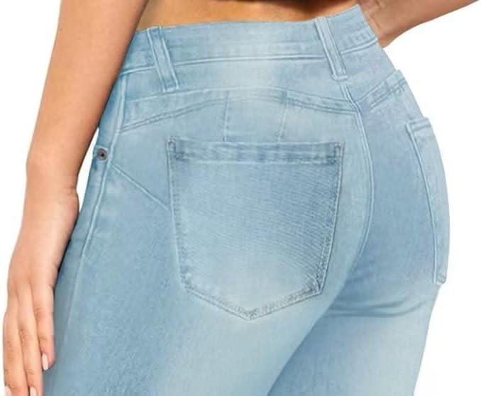imageHybrid ampamp Company Womens Slim Fit Super Stretch Denim Capri ShortsRippedlight Wash
