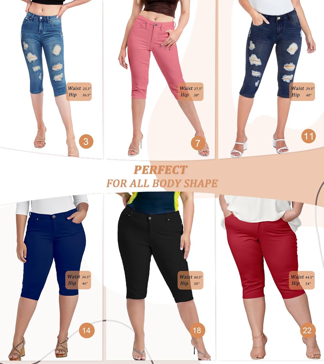 imageHybrid ampamp Company Womens Slim Fit Super Stretch Denim Capri ShortsRippedmedium Was