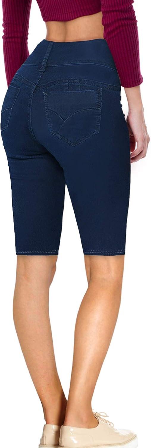 imageHybrid ampamp Company Womens Super Comfy Stretch Destructed Denim Bermuda Shorts CapriDestructedbermudadwash